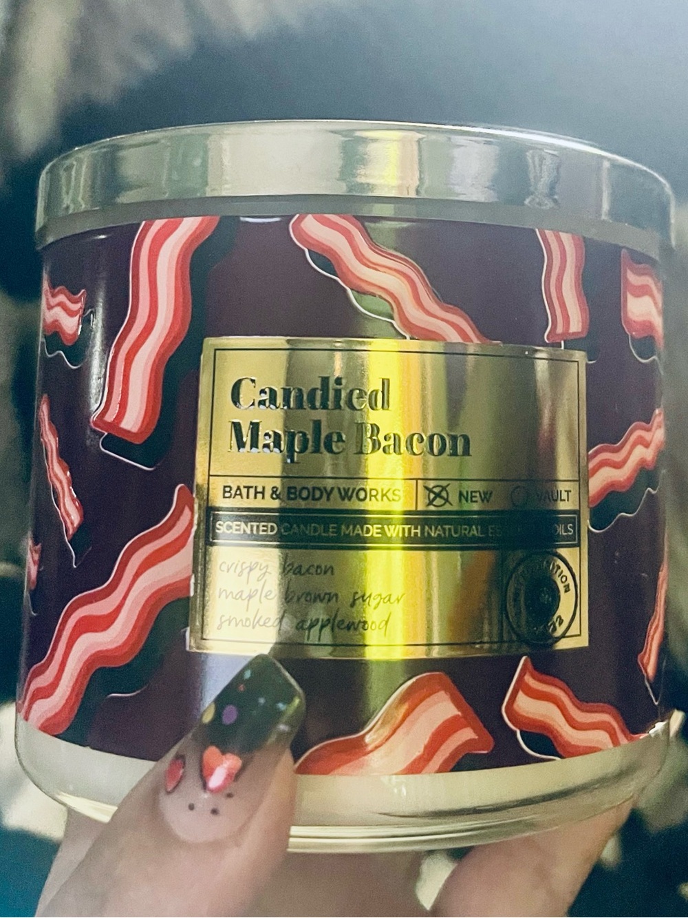 Bath & Body Works 3-wick Jar Scented Candle Candied Maple Bacon 🥓 Thermal Label